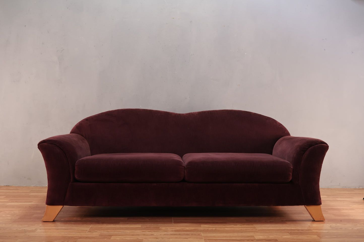 Aubergine Velveteen Sofa- ONLINE ONLY