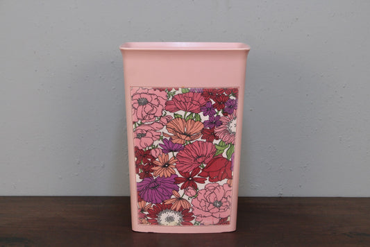 Retro Pink Floral Wastebasket