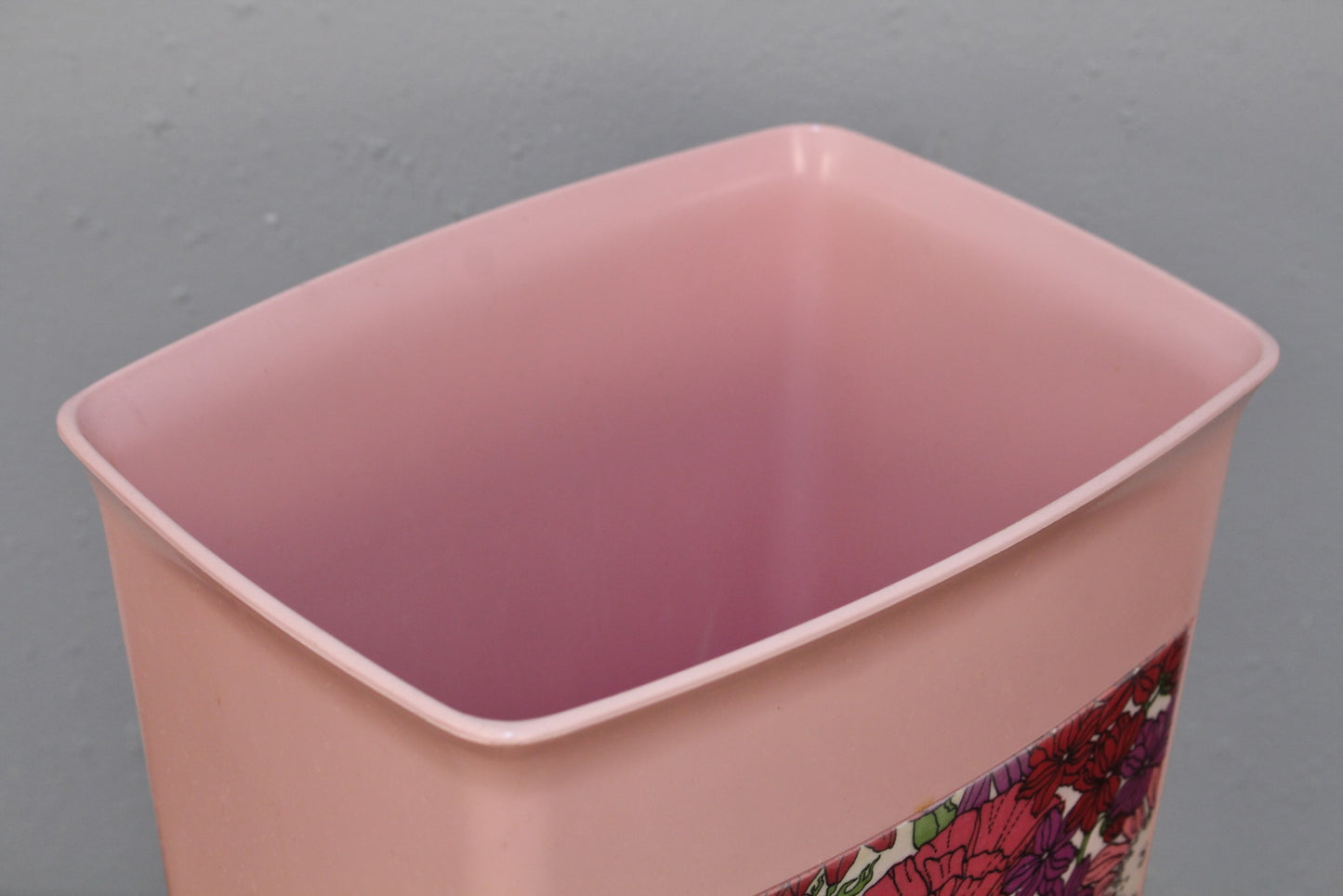 Retro Pink Floral Wastebasket