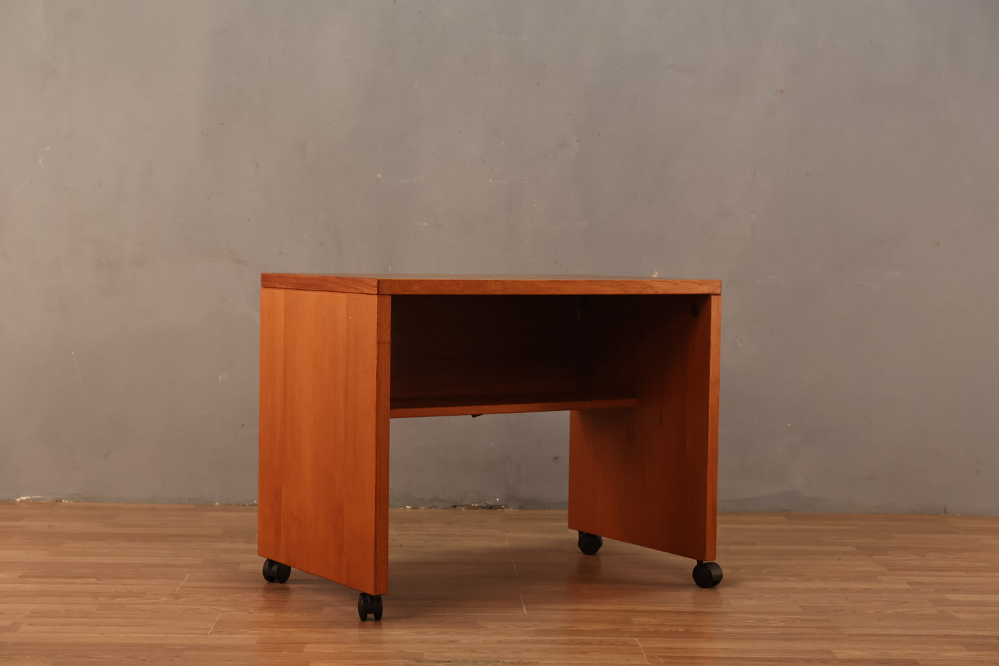 Compact Danish Teak Rolling Desk
