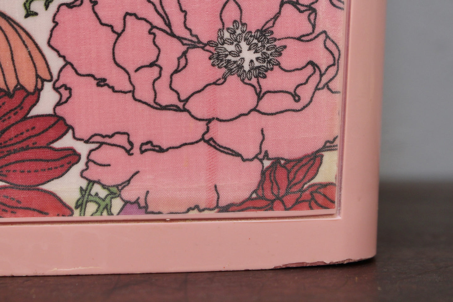 Retro Pink Floral Wastebasket