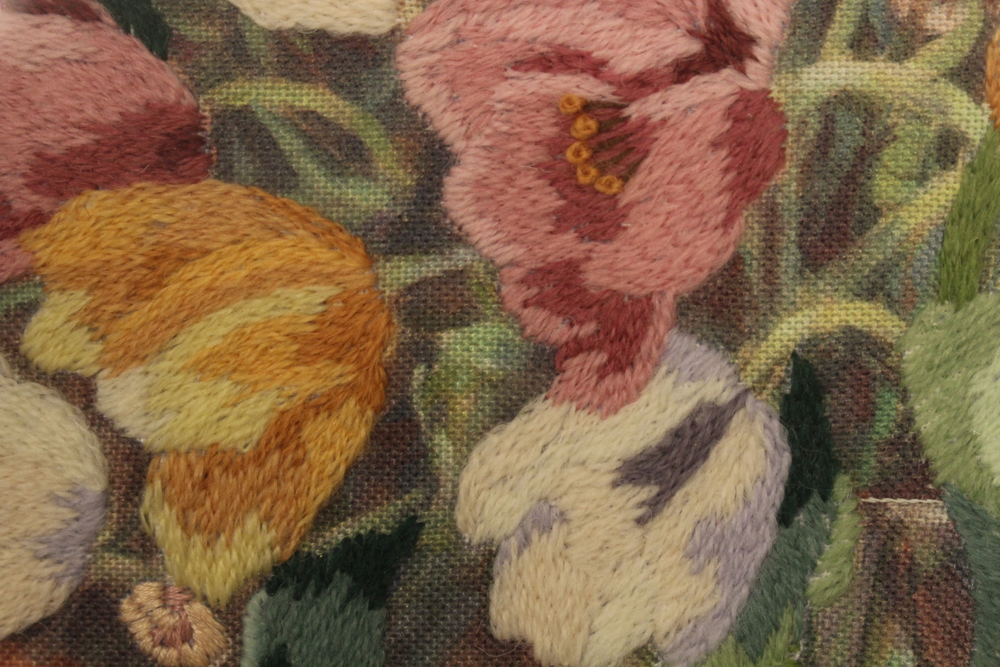 "Tulips" Embroidered Needlepoint Art