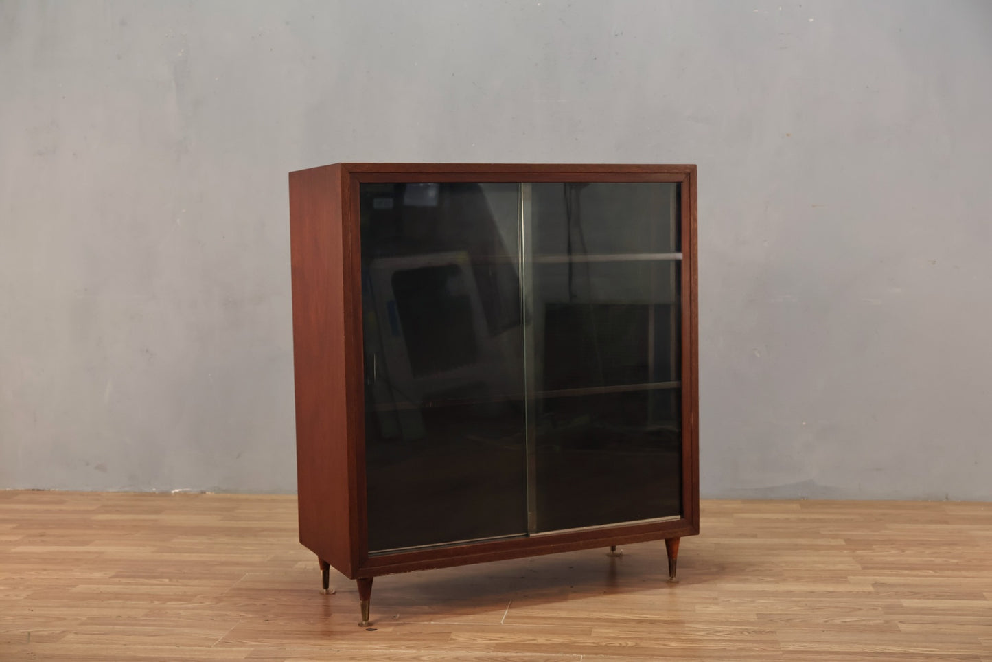 Compact Walnut & Glass 3-Tier Bookcase