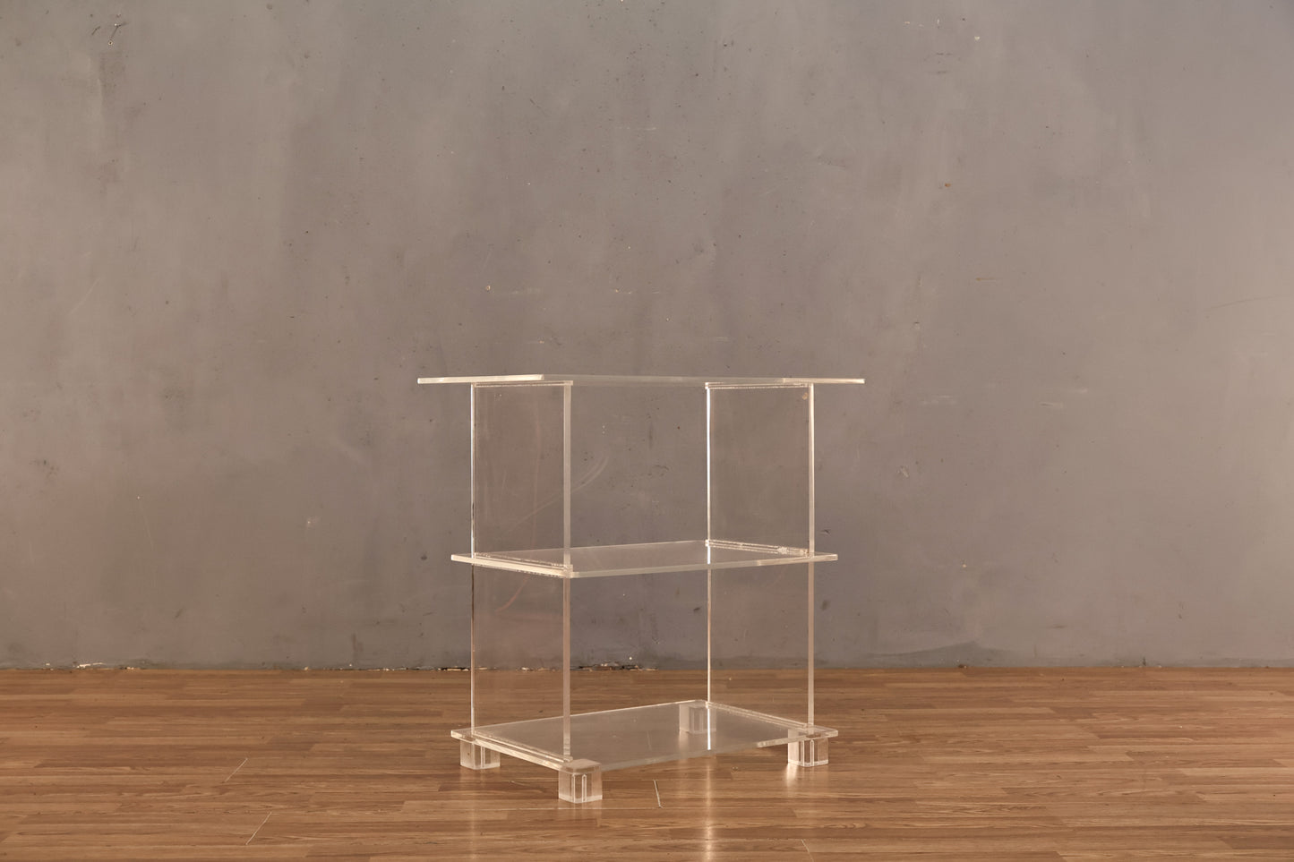 Compact Lucite 3-Tier Open Shelf