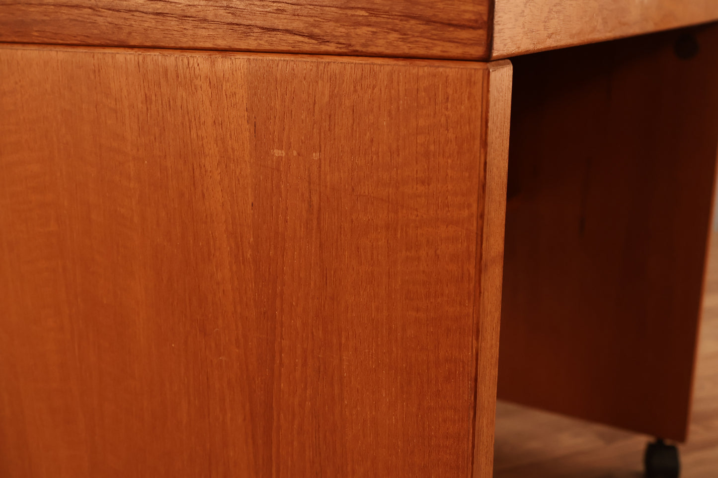 Compact Danish Teak Rolling Desk