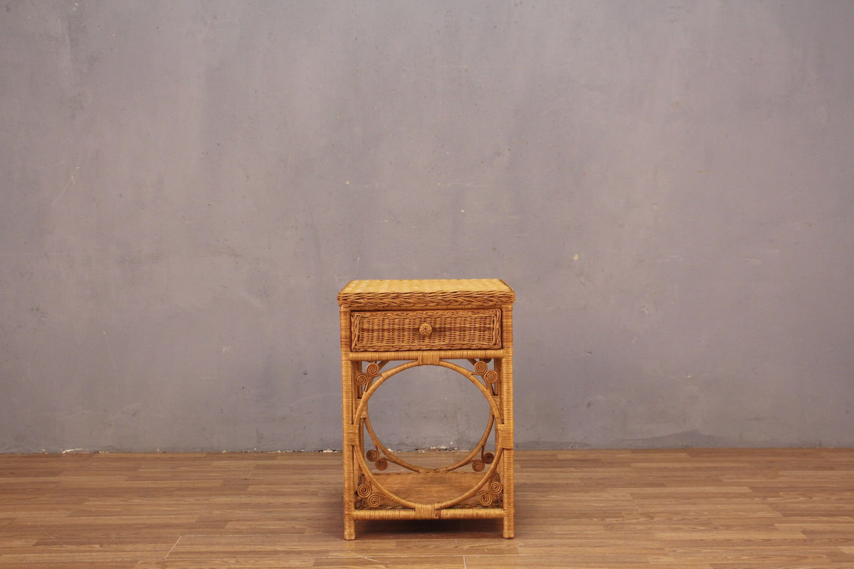 Curled Rattan 1-Drawer End Table