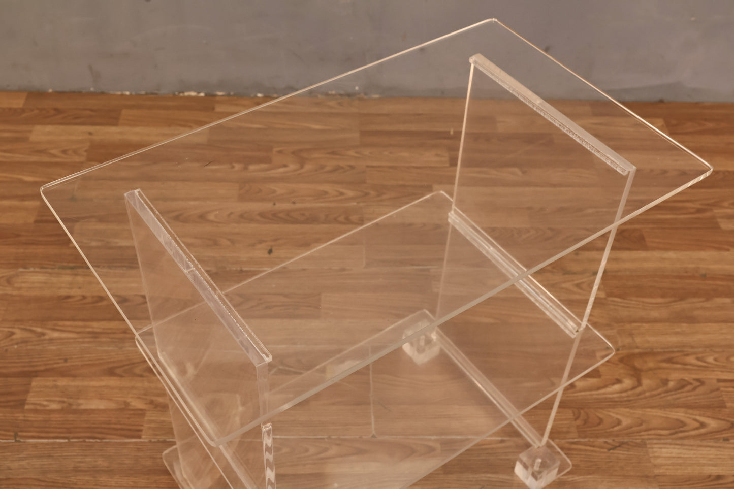 Compact Lucite 3-Tier Open Shelf