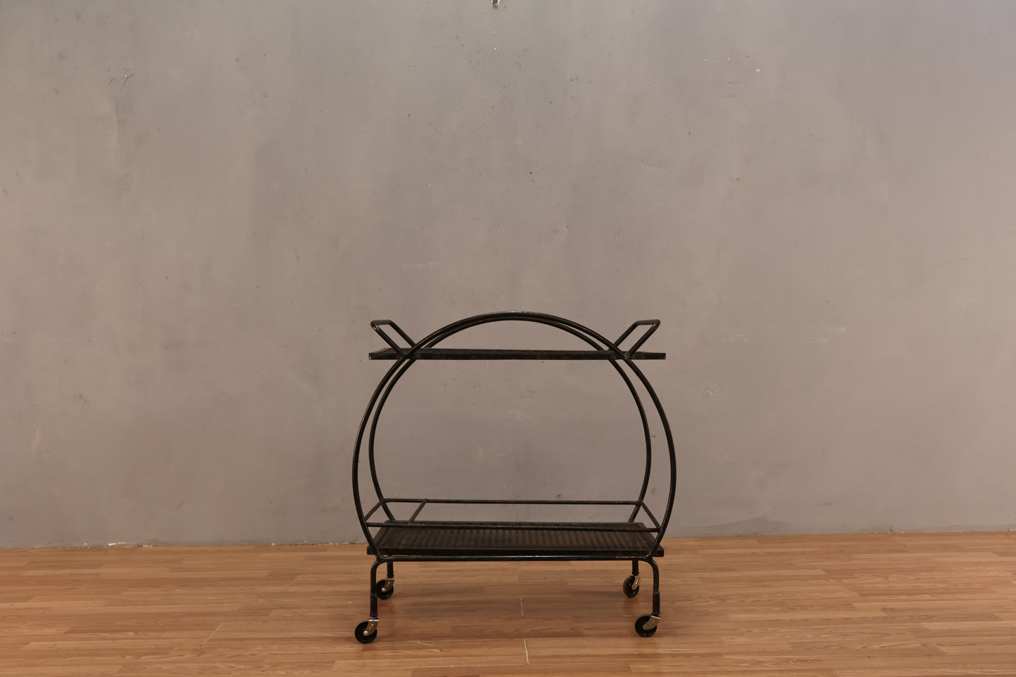 Freda Diamond-Style Black Iron Bar Cart - ONLINE ONLY