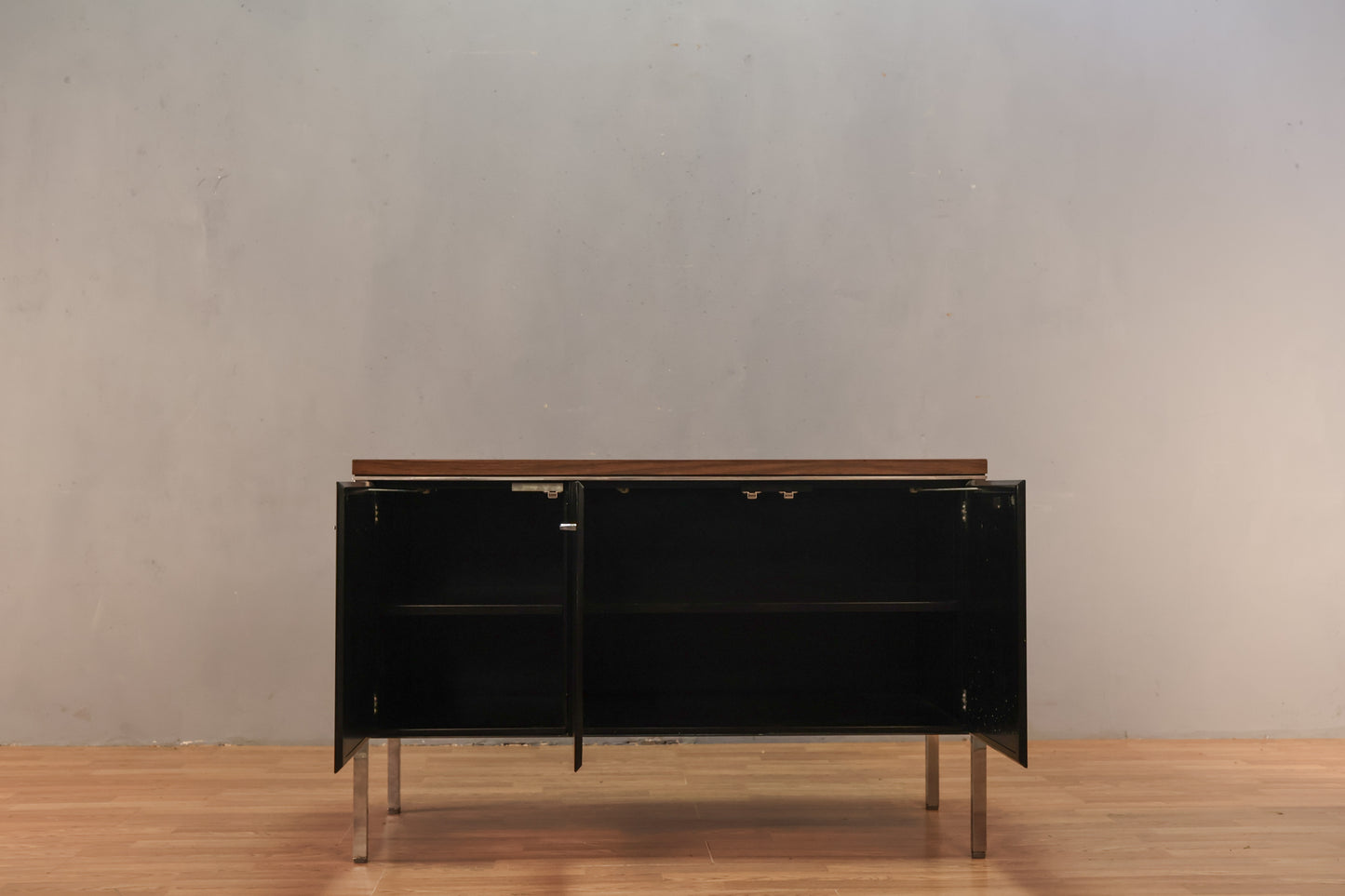 Industrial Black Steel 3-Door Credenza