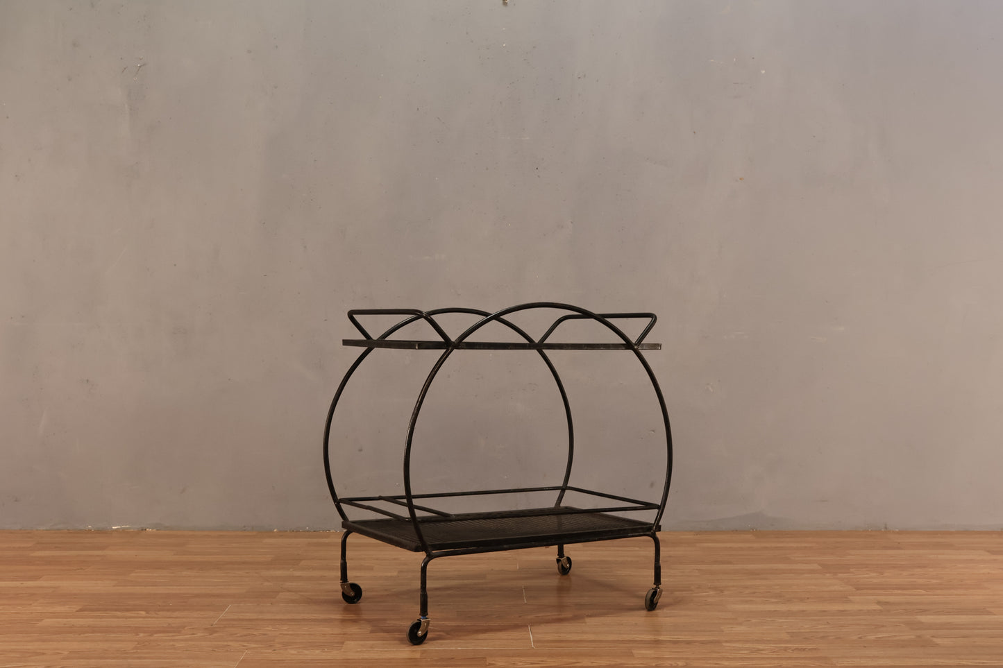 Freda Diamond-Style Black Iron Bar Cart - ONLINE ONLY