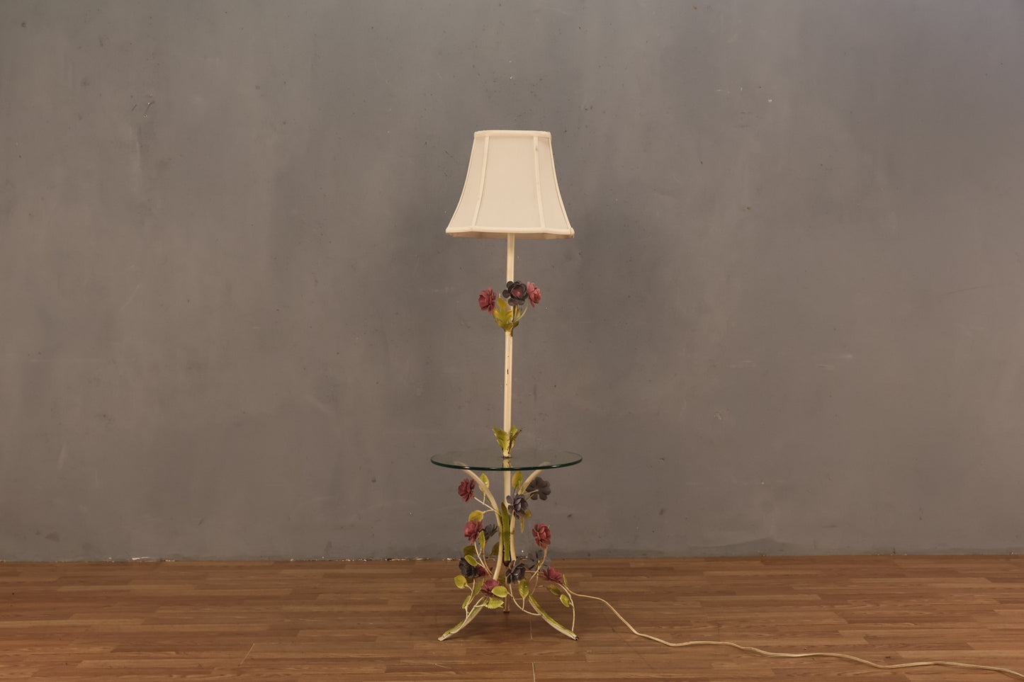 Tole Bouquet Side Table Floor Lamp - ONLINE ONLY