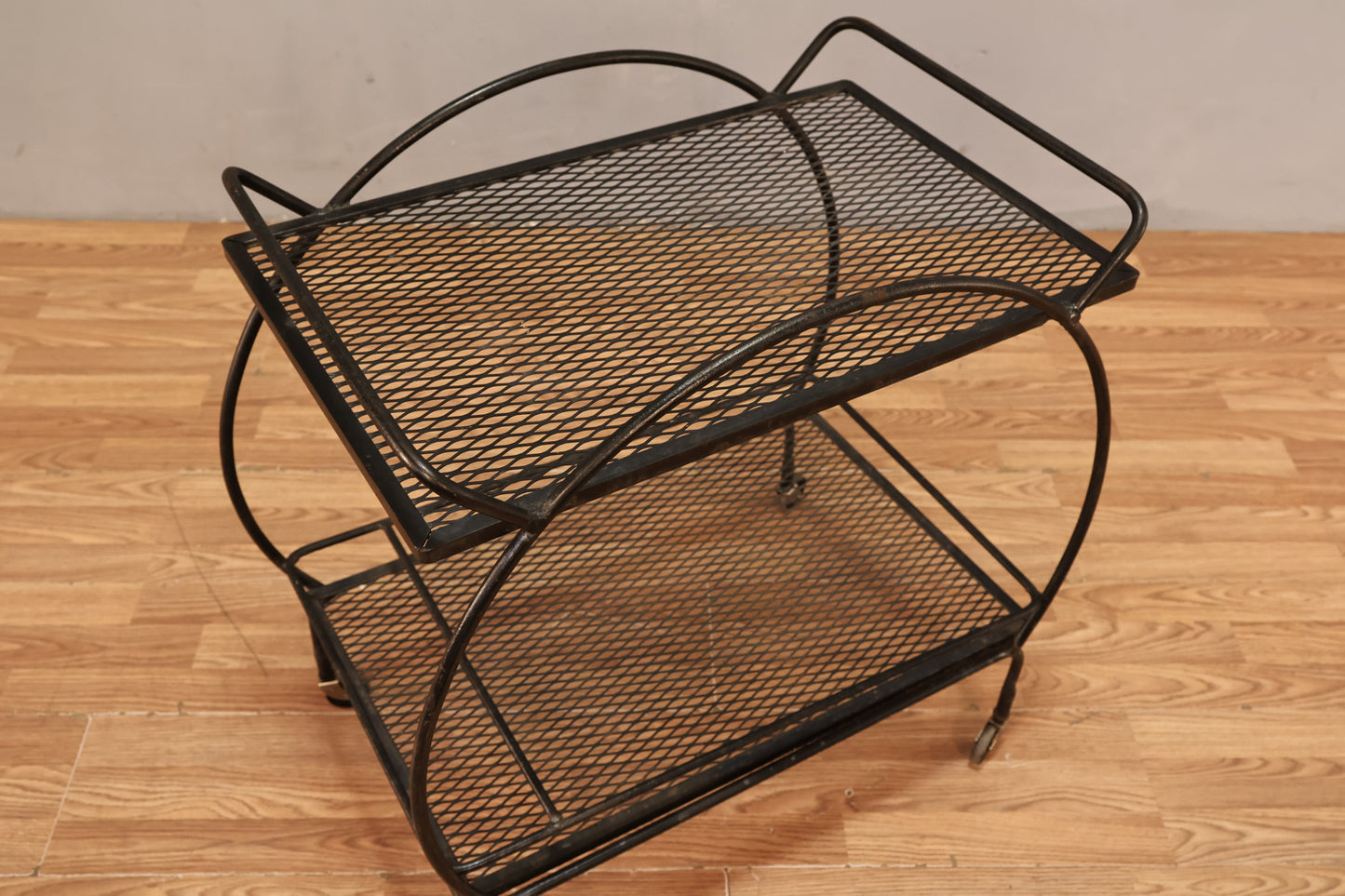 Freda Diamond-Style Black Iron Bar Cart - ONLINE ONLY