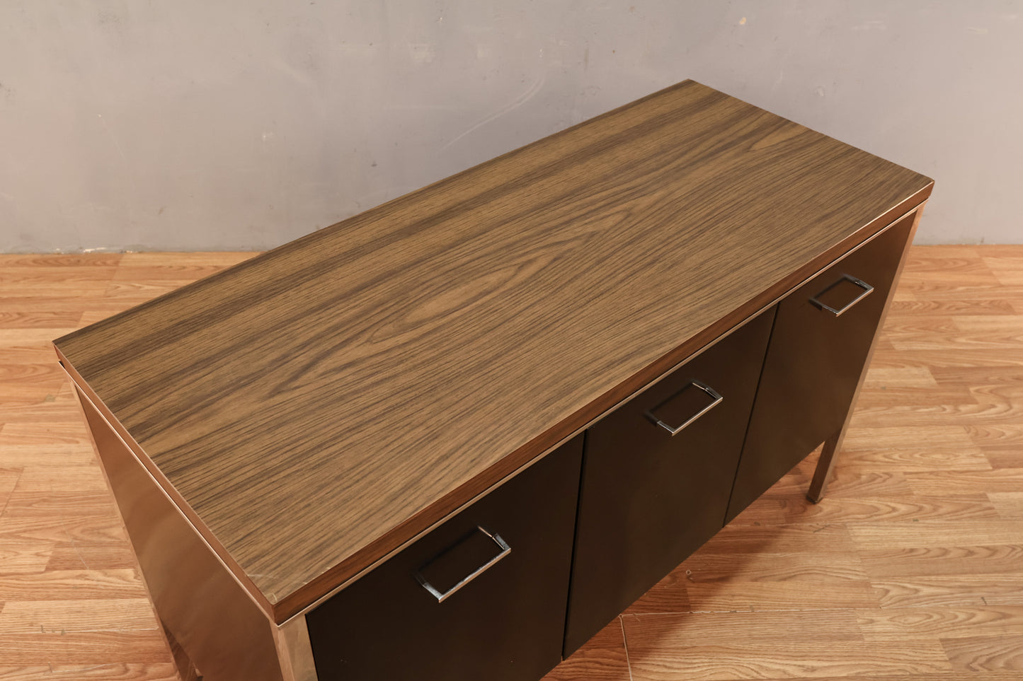 Industrial Black Steel 3-Door Credenza
