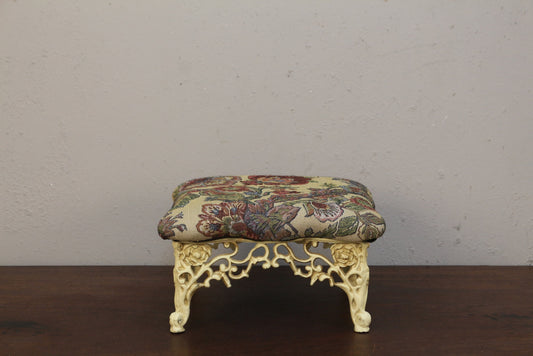 Ornate Floral Tapestry Footstool