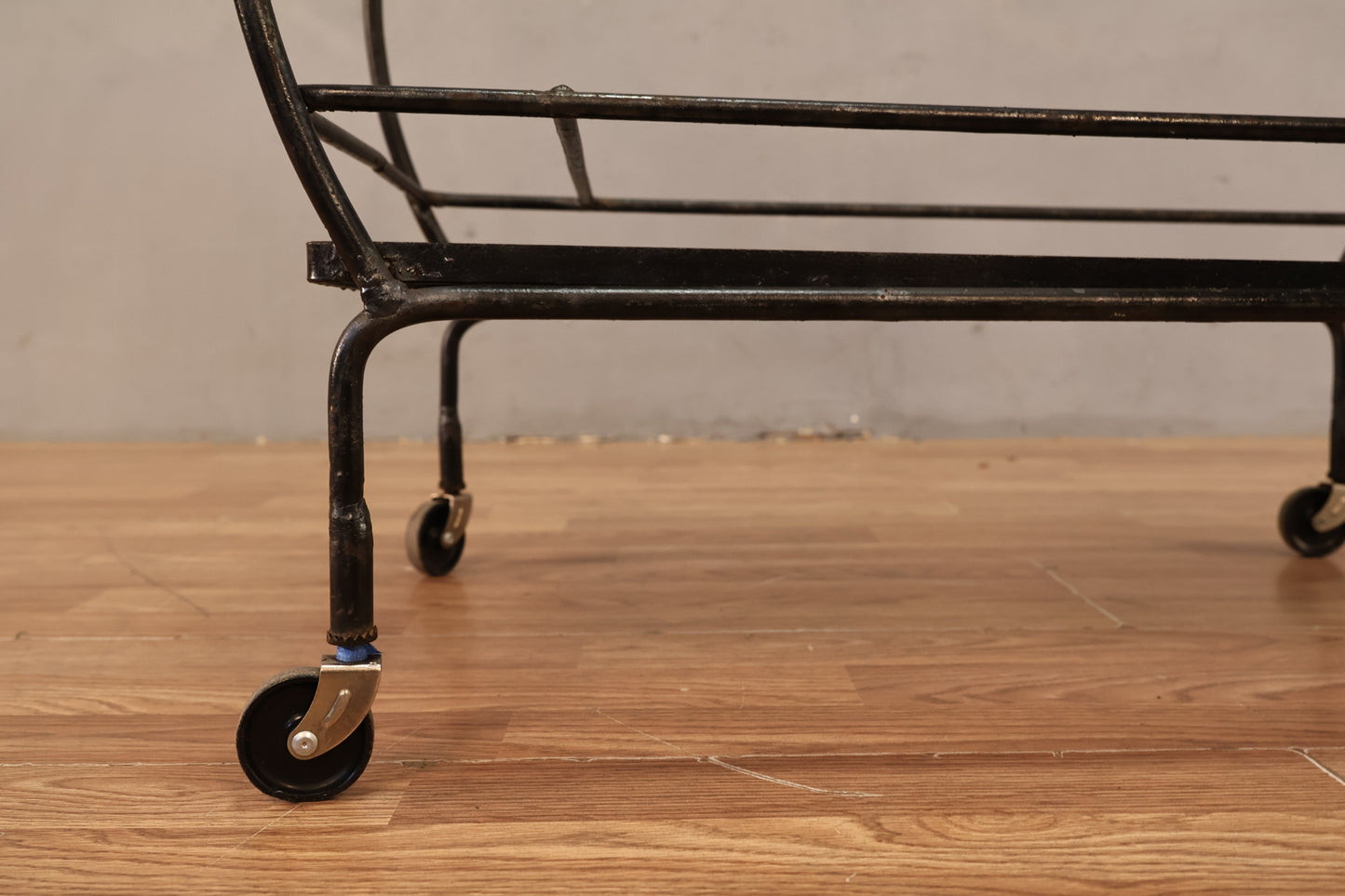 Freda Diamond-Style Black Iron Bar Cart - ONLINE ONLY