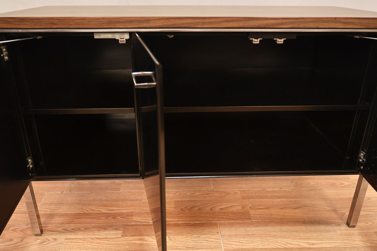 Industrial Black Steel 3-Door Credenza