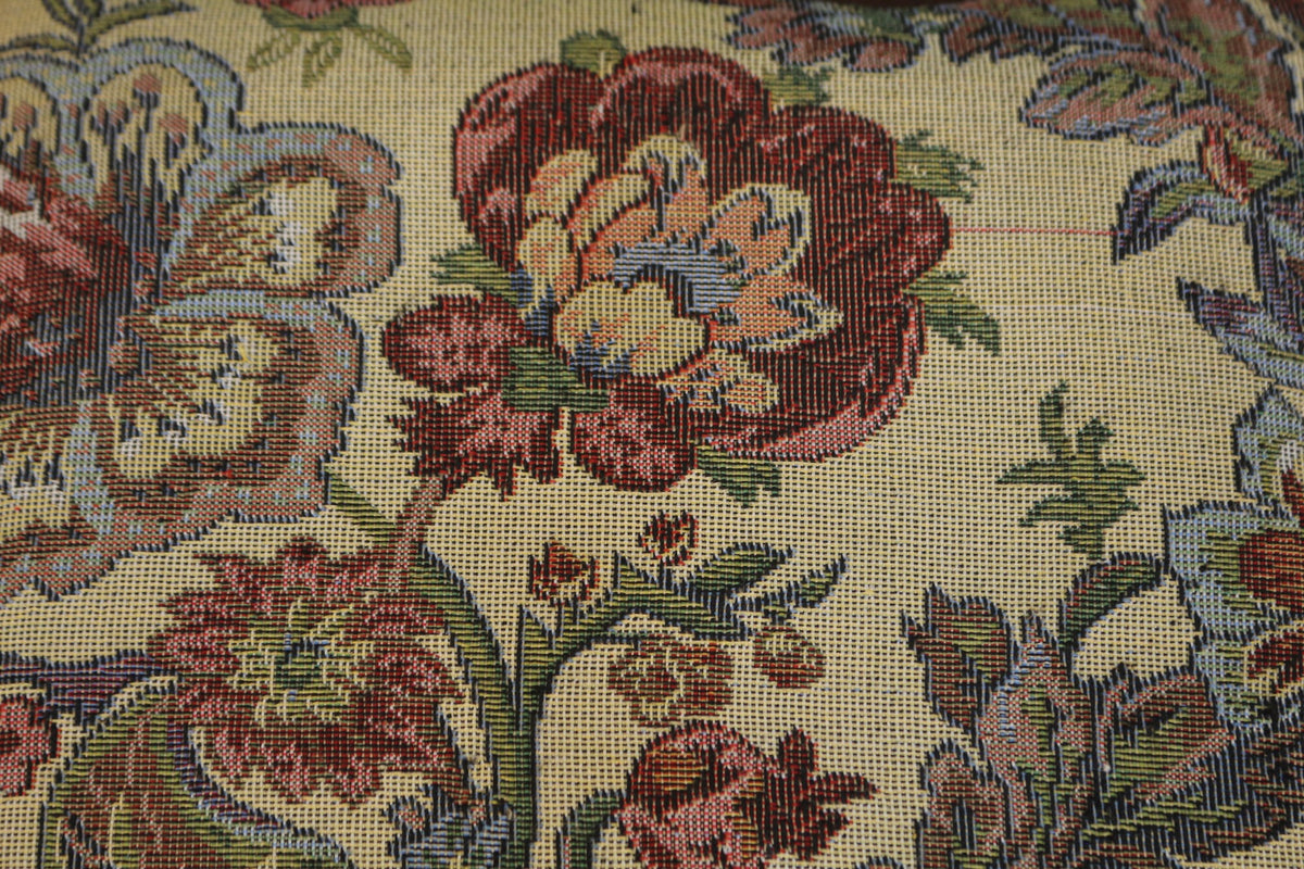 Ornate Floral Tapestry Footstool