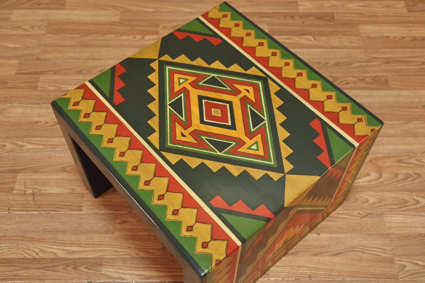 Geometric Painted End Table R - ONLINE ONLY
