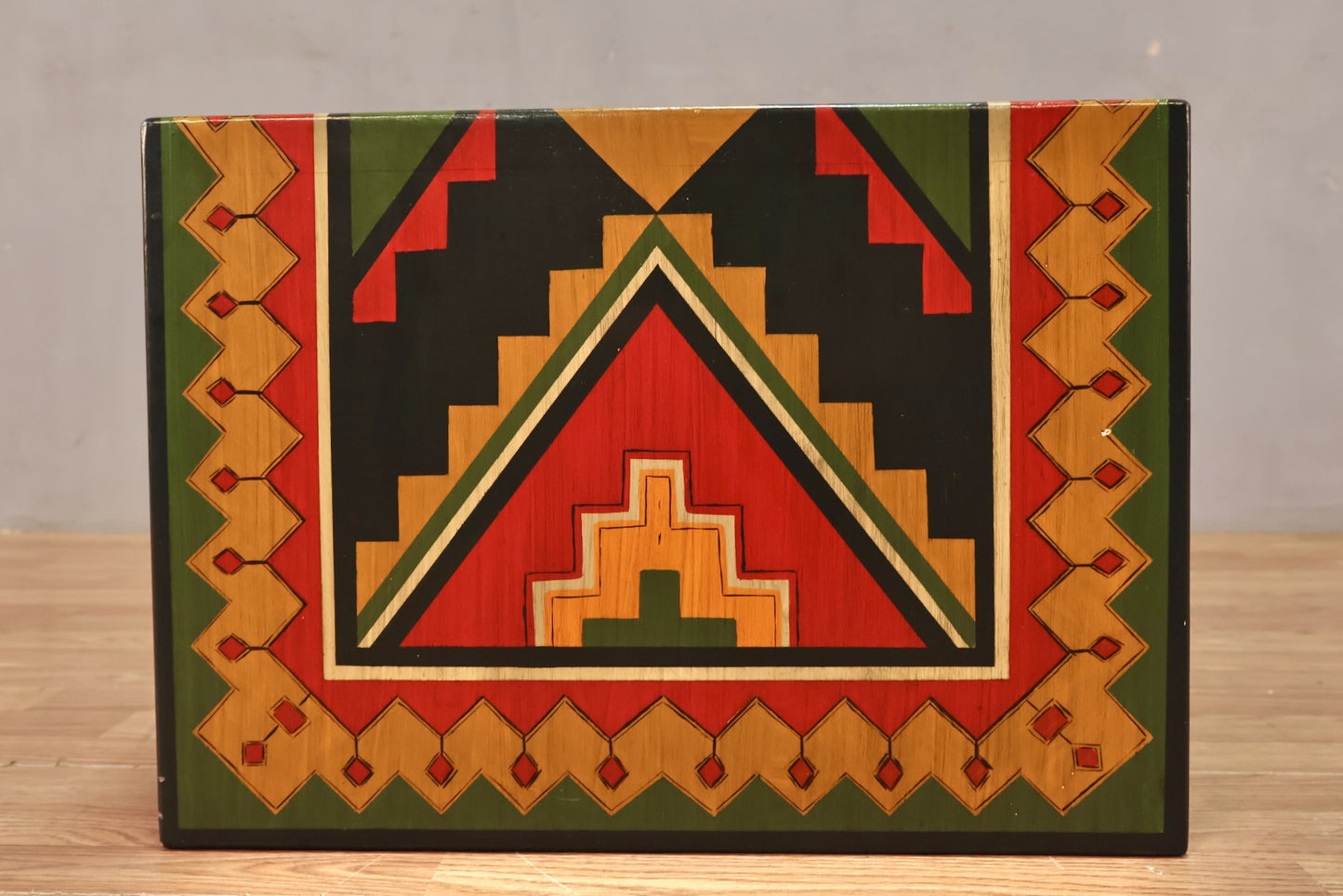 Geometric Painted End Table R - ONLINE ONLY