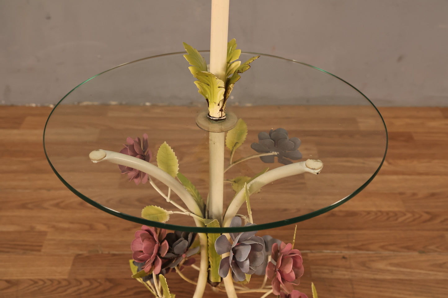 Tole Bouquet Side Table Floor Lamp - ONLINE ONLY