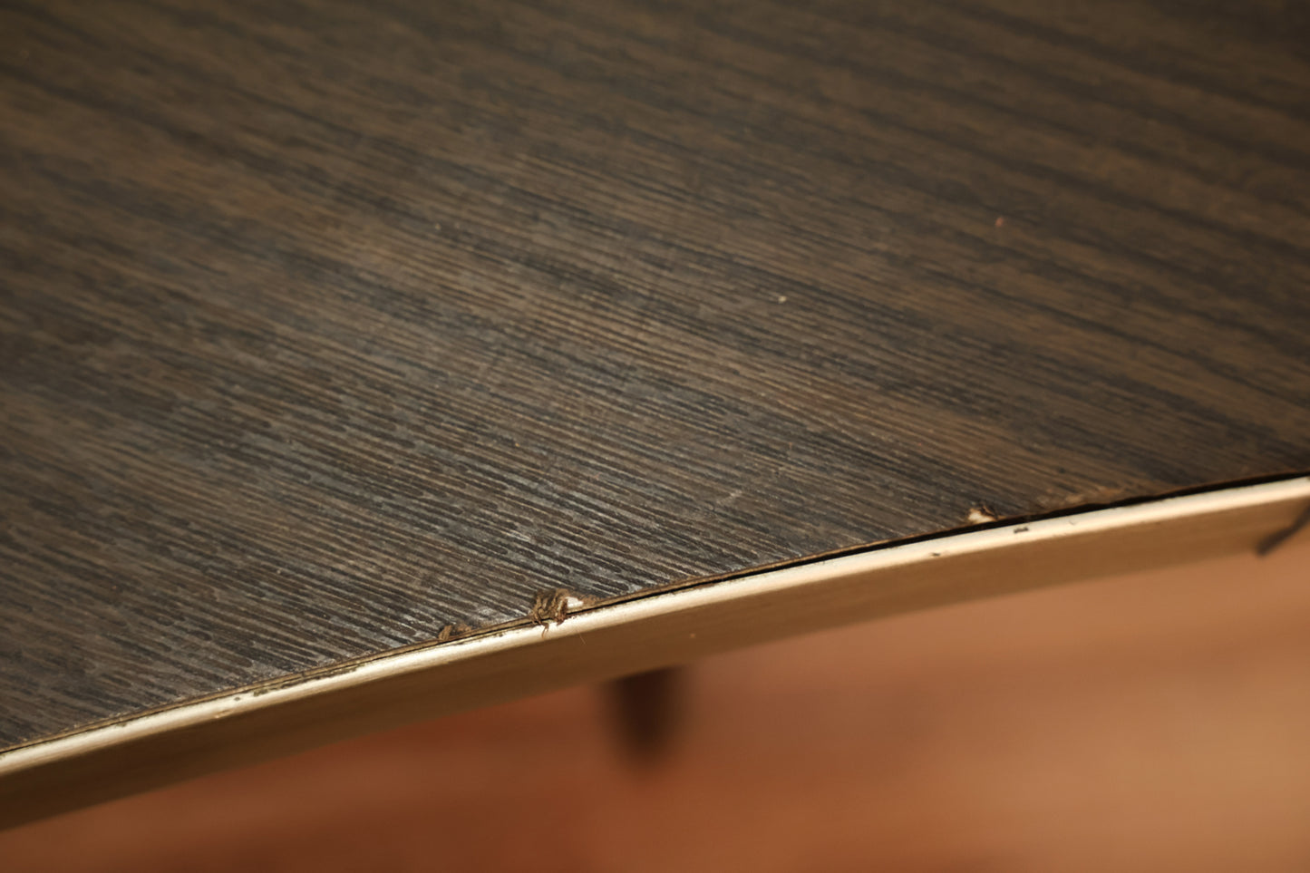 Mid Century Laminate & Gold Corner Table