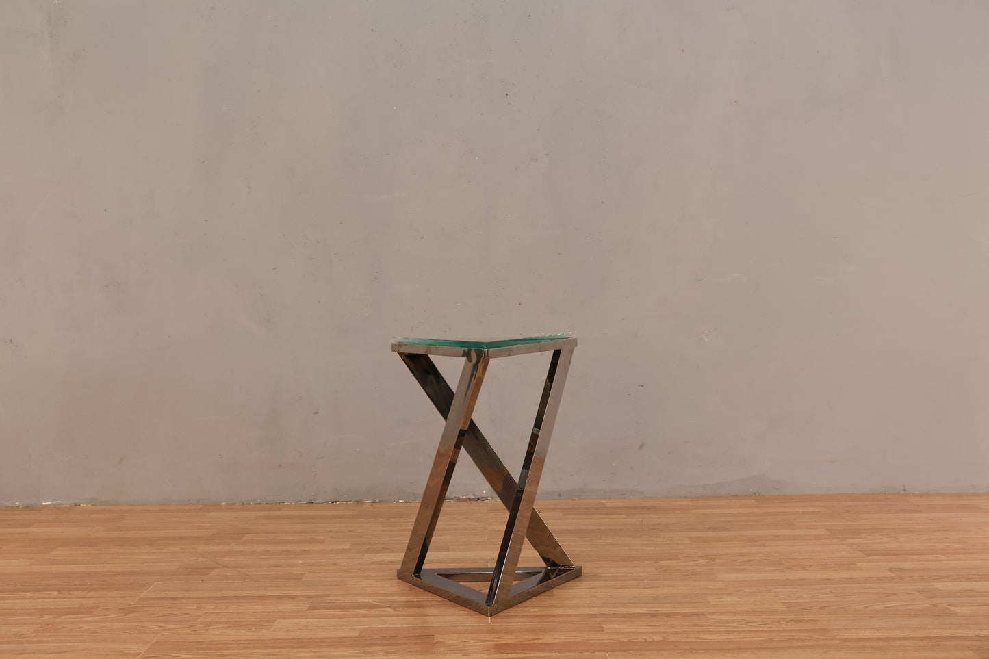DIA Triangular Chrome & Glass Side Table
