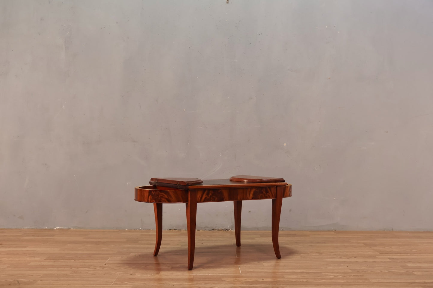 Mahogany & Leather Flip-Top Coffee Table