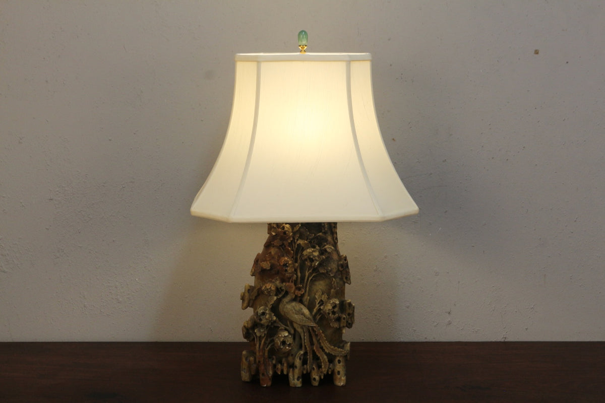 Chinoiserie Soapstone Table Lamp