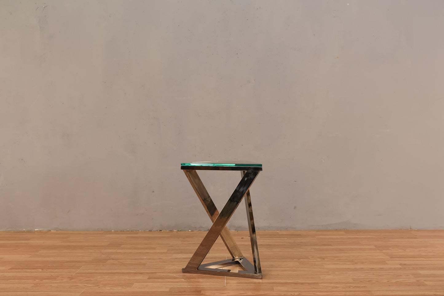 DIA Triangular Chrome & Glass Side Table