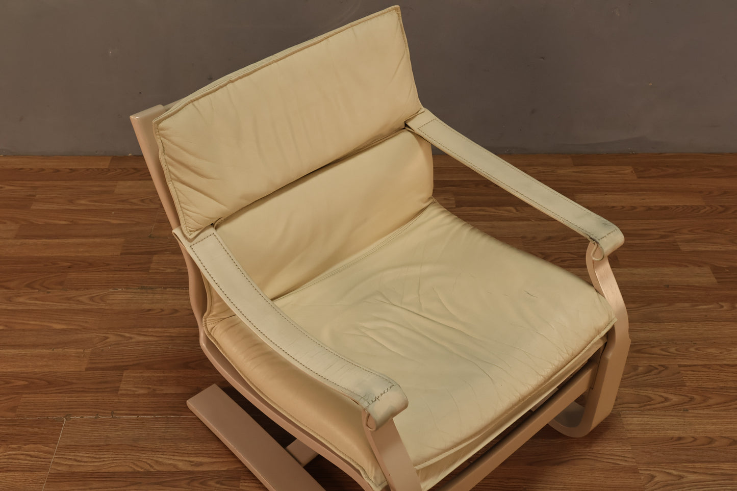 1970s Nelo Cream Leather Bentwood Lounge Chair - ONLINE ONLY