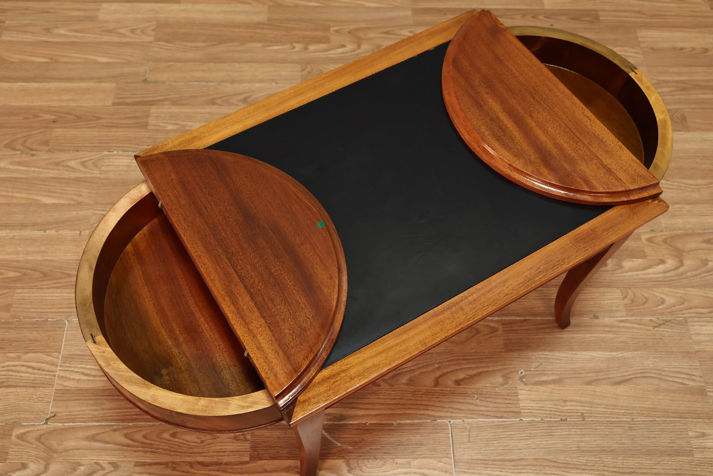 Mahogany & Leather Flip-Top Coffee Table