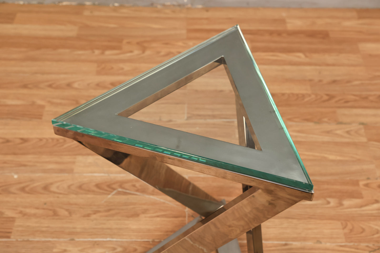 DIA Triangular Chrome & Glass Side Table