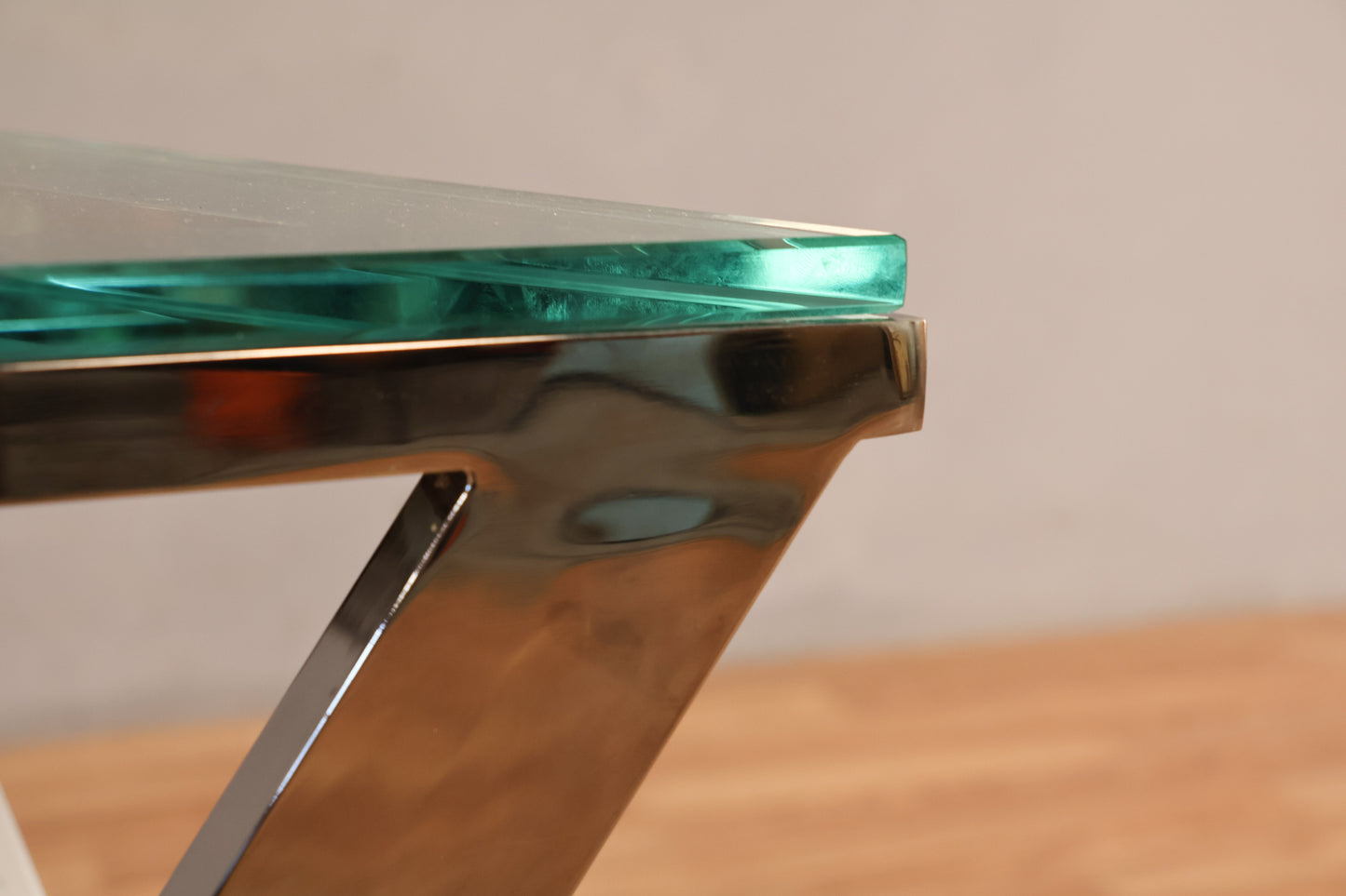 DIA Triangular Chrome & Glass Side Table