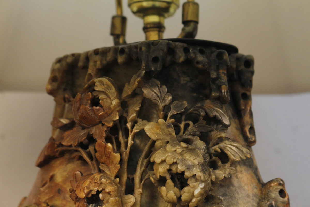 Chinoiserie Soapstone Table Lamp
