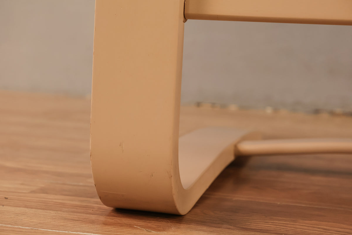 1970s Nelo Cream Leather Bentwood Lounge Chair