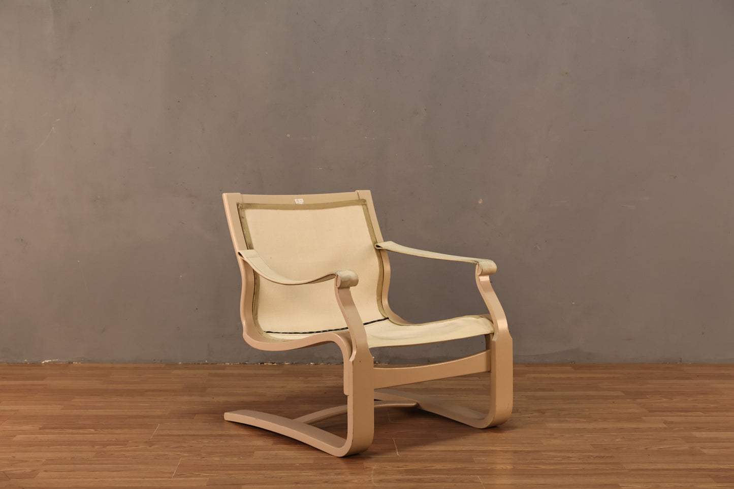 1970s Nelo Cream Leather Bentwood Lounge Chair - ONLINE ONLY