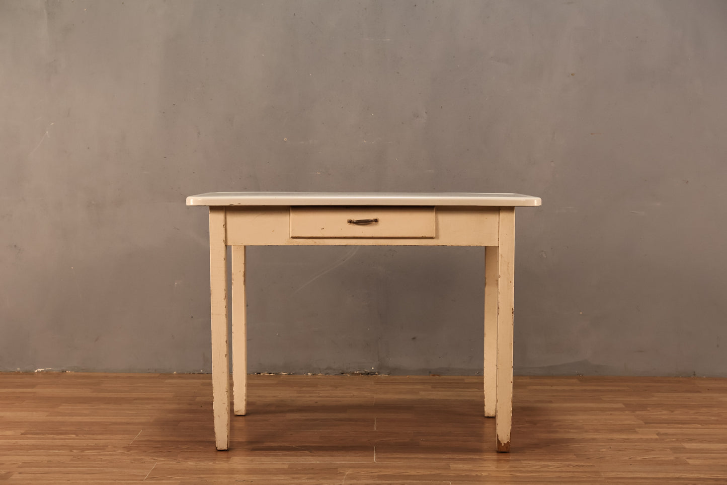 White Enamel-Top 1-Drawer Kitchen Table