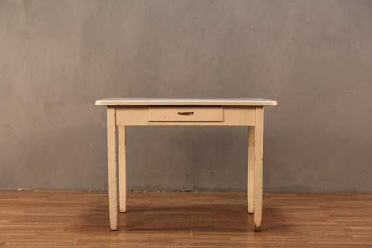 White Enamel-Top 1-Drawer Kitchen Table