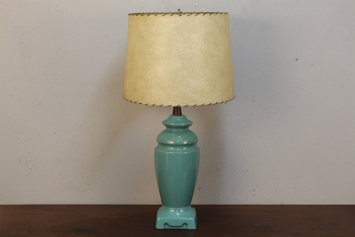 1960s Teal Ceramic Table Lamp