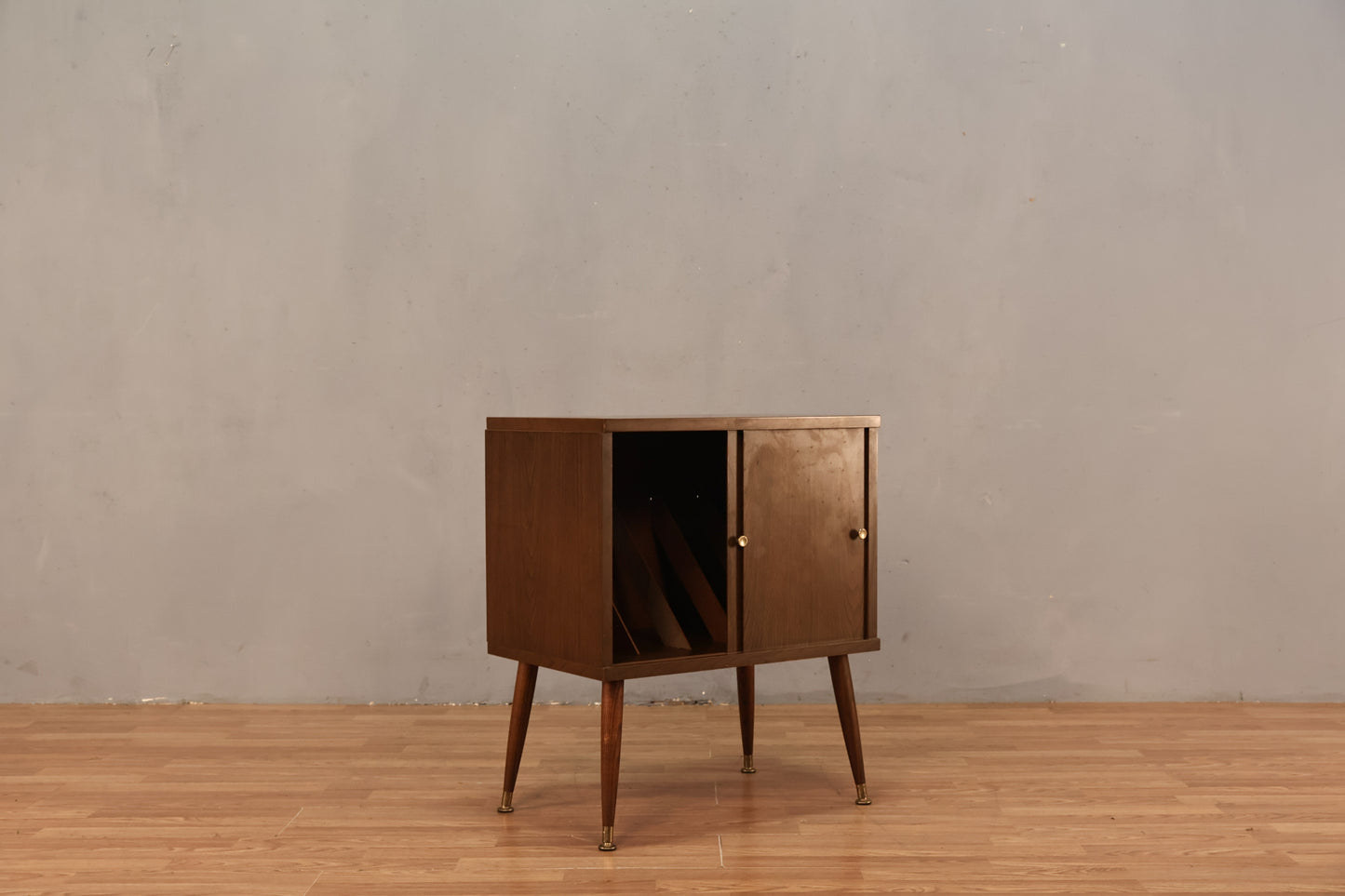 Small Retro Laminate Sliding-Door Record Cabinet - ONLINE ONLY