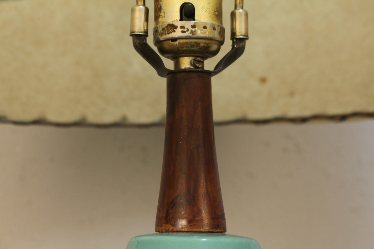 1960s Teal Ceramic Table Lamp