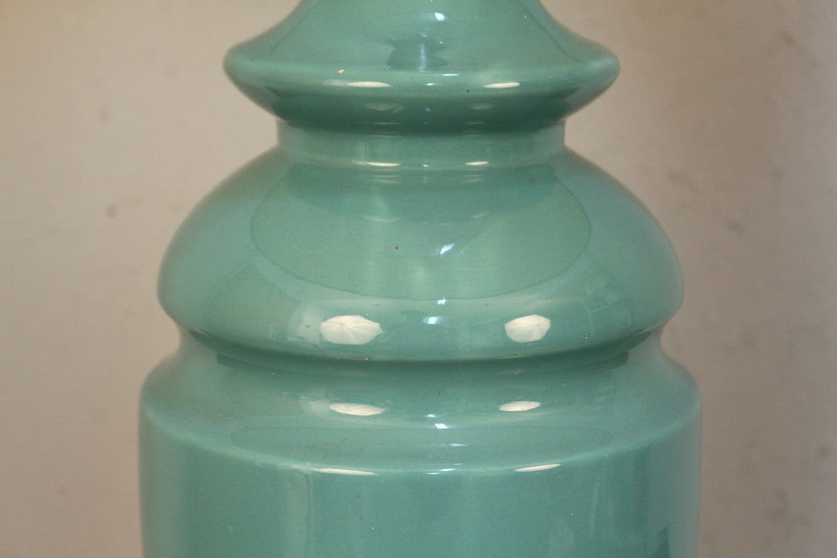1960s Teal Ceramic Table Lamp