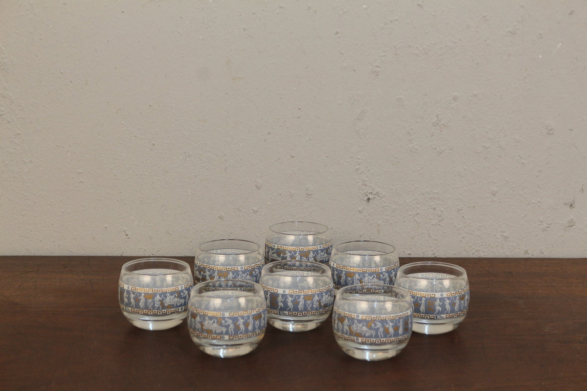 Set of 8 Cera Etruscan Frieze Roly-Poly Glasses