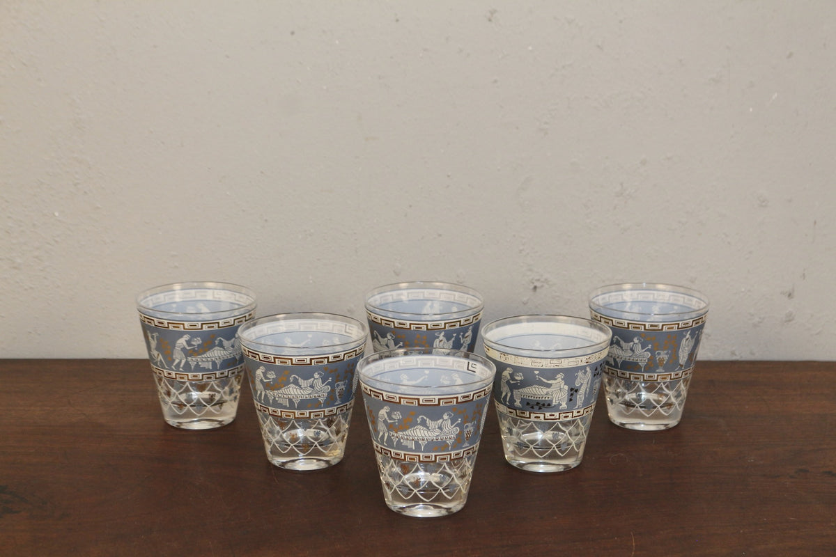 Set of 6 Cera Etruscan Frieze Lowball Glasses