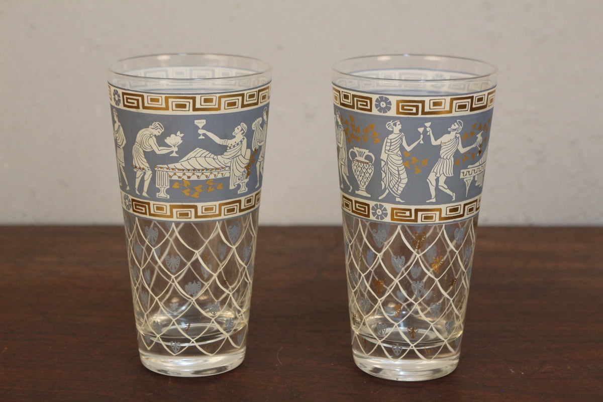Set of 4 Cera Etruscan Frieze Highball Glasses