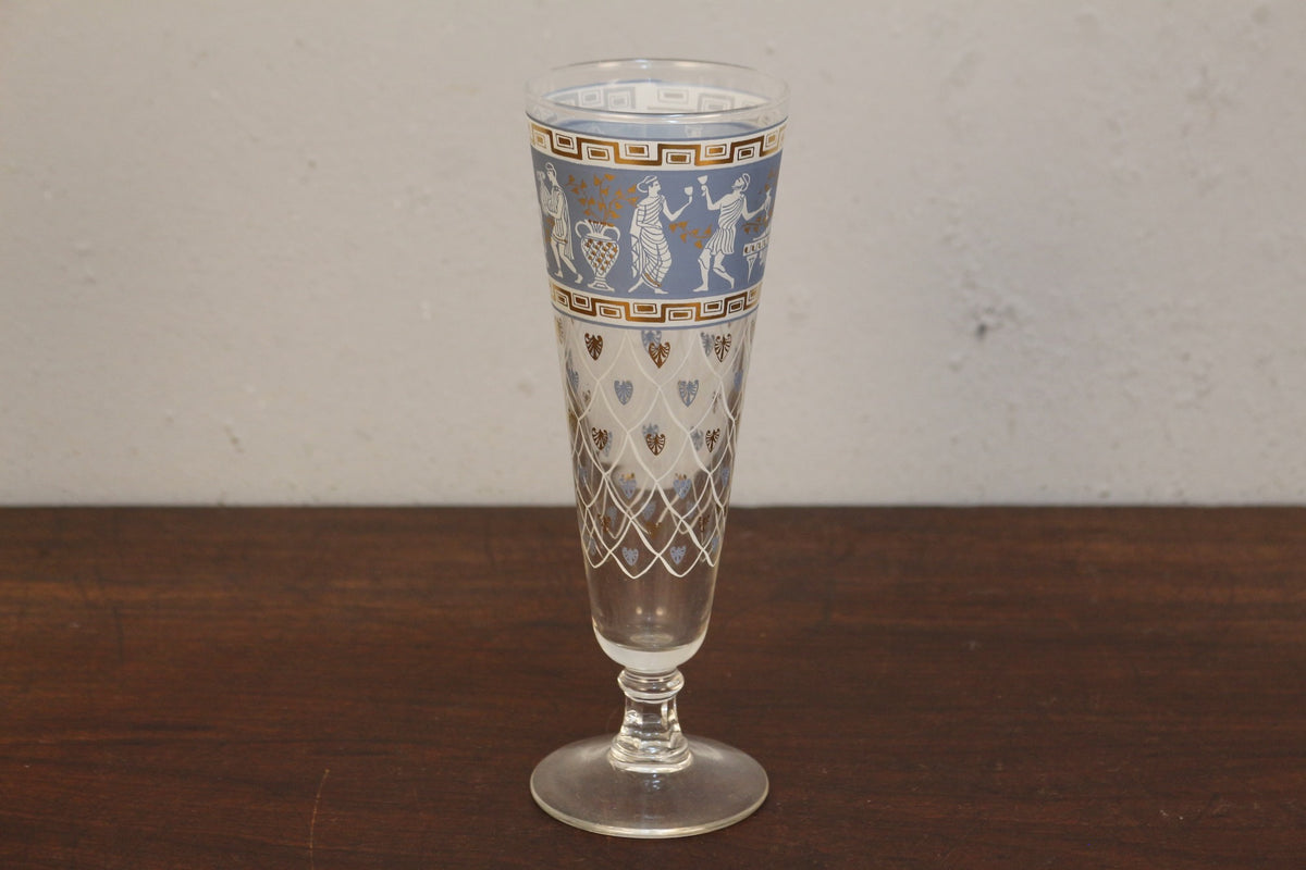 Set of 6 Cera Etruscan Frieze Pilsner Glasses