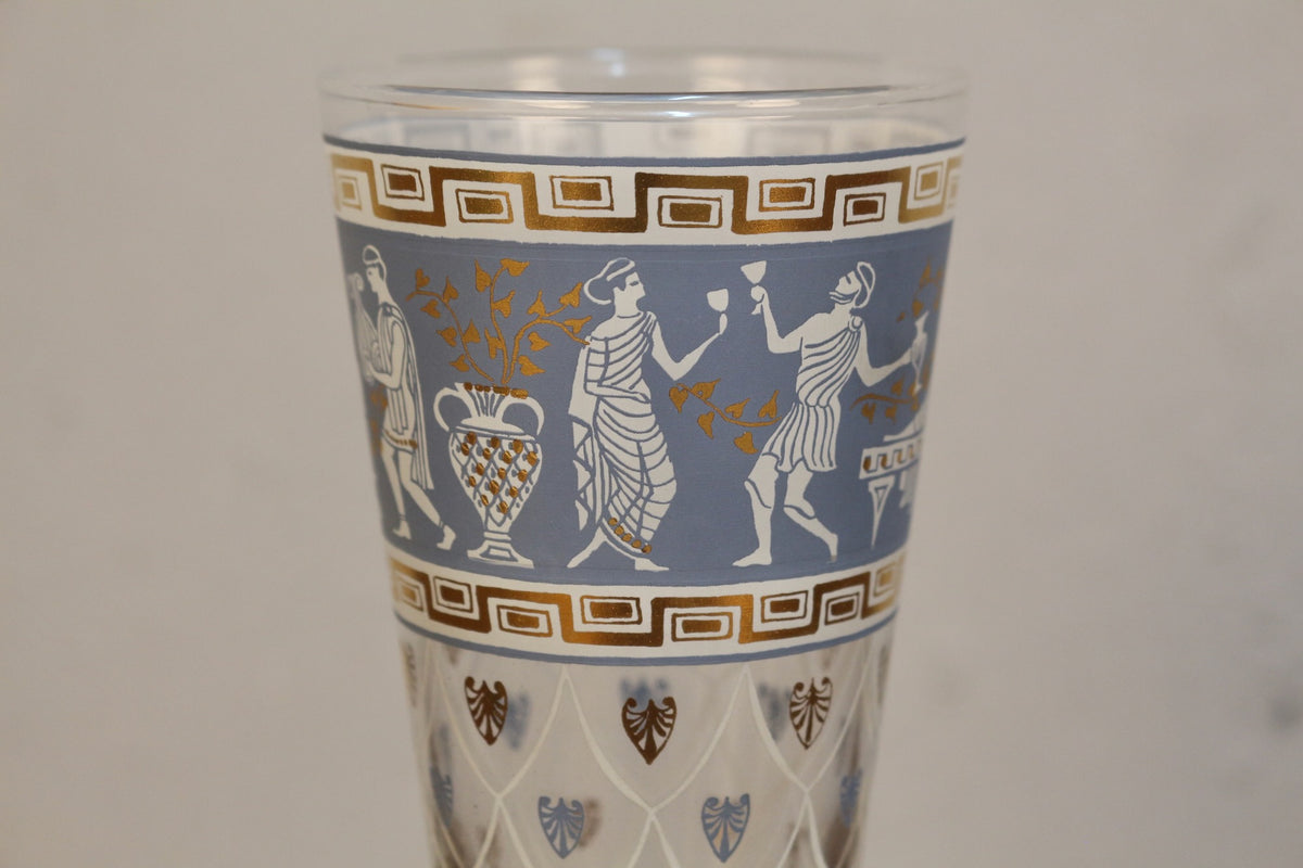 Set of 6 Cera Etruscan Frieze Pilsner Glasses
