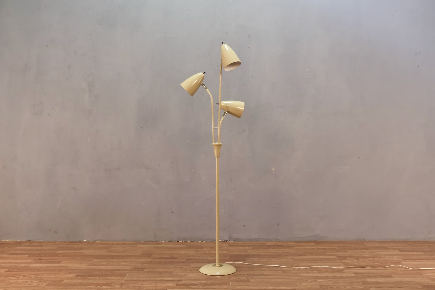 Mid Century Beige Three-Headed Floor Lamp
