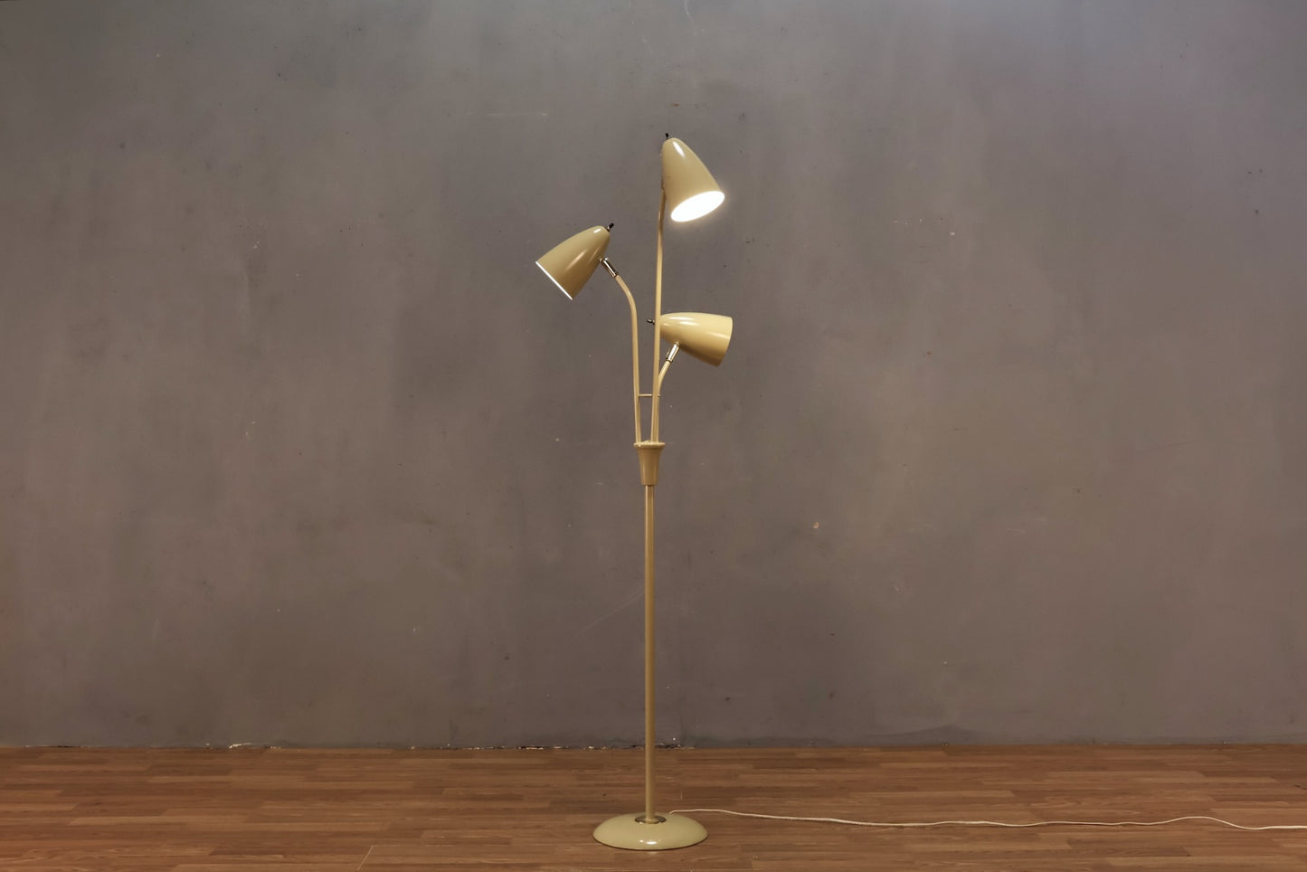 Mid Century Beige Three-Headed Floor Lamp
