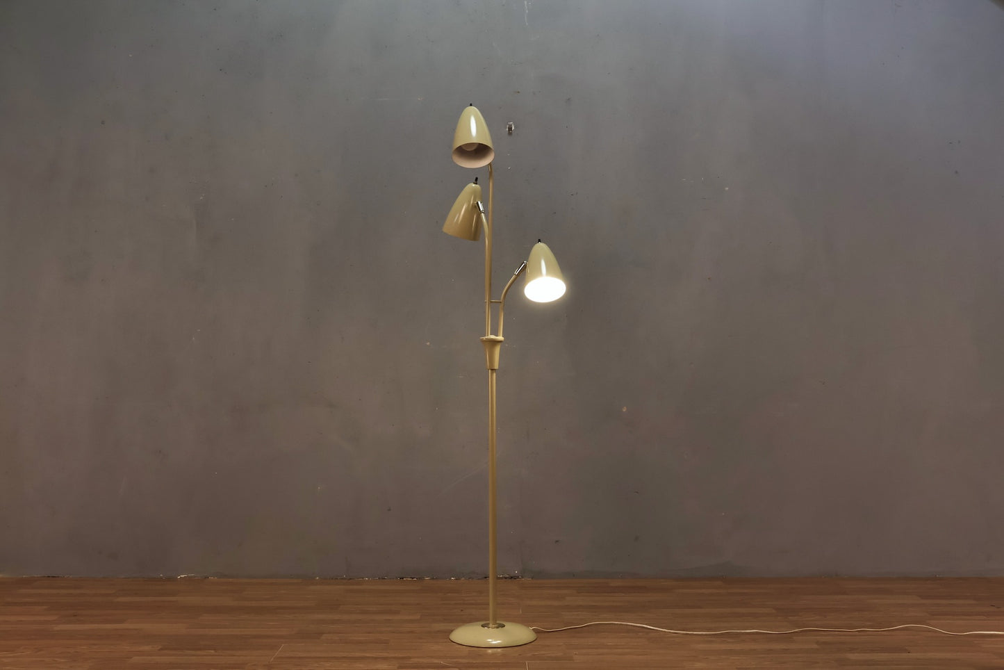 Mid Century Beige Three-Headed Floor Lamp